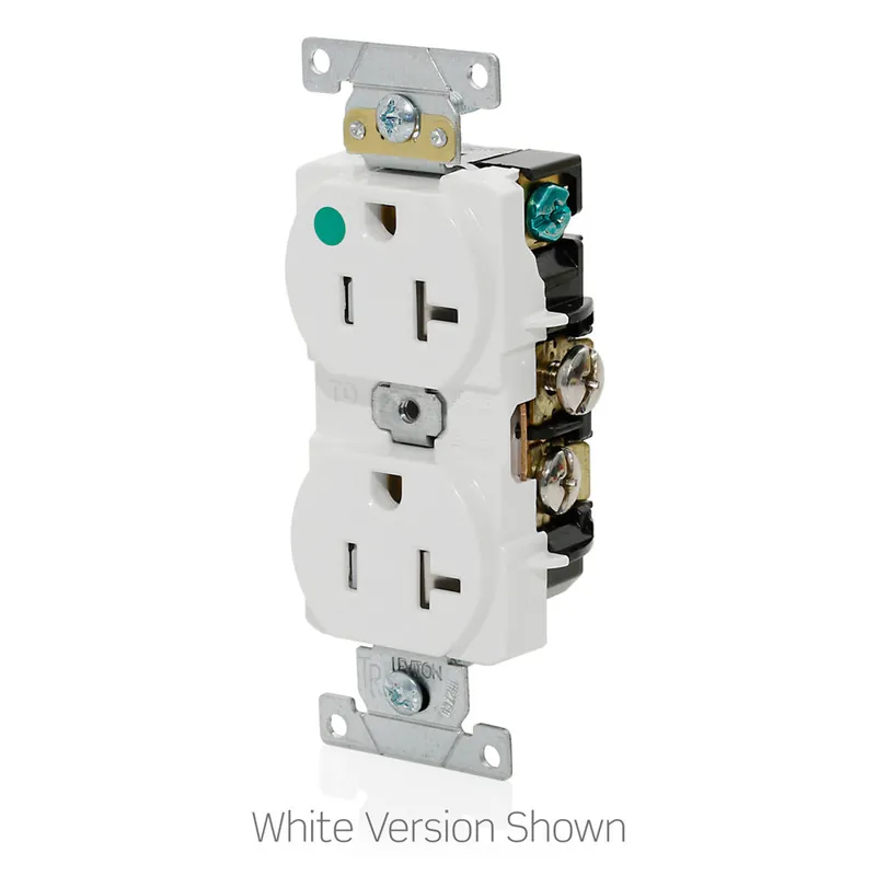 Leviton T8300-GY Duplex Receptacle Outlet Heavy-Duty Hospital Grade 20 Amp 125 Volt