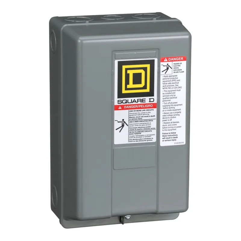 Square D 8502SCG2V02S 110/120 VAC 27 Amp 3-Pole NEMA 1 Full Voltage Non-Reversing Magnetic Contactor