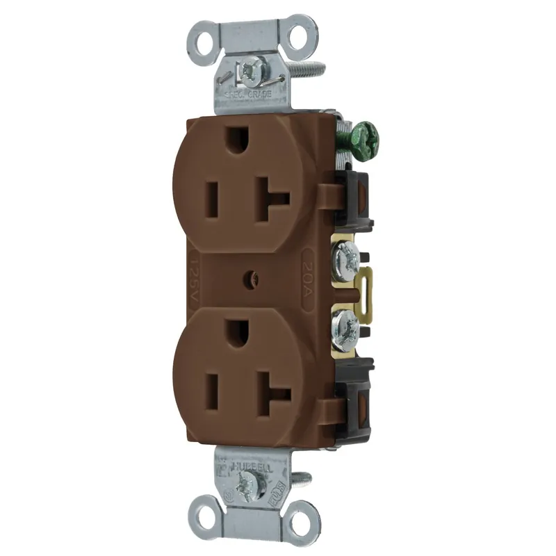 Hubbell Wiring BR20 20A 125V COMM BN DPLX RCPT