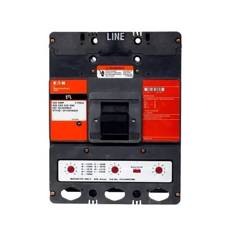 EATON SERE2L3600MLW-501 Molded Mining Circuit Breaker, 600 V, 600 A, 1125 to 2250 A Trip Rating