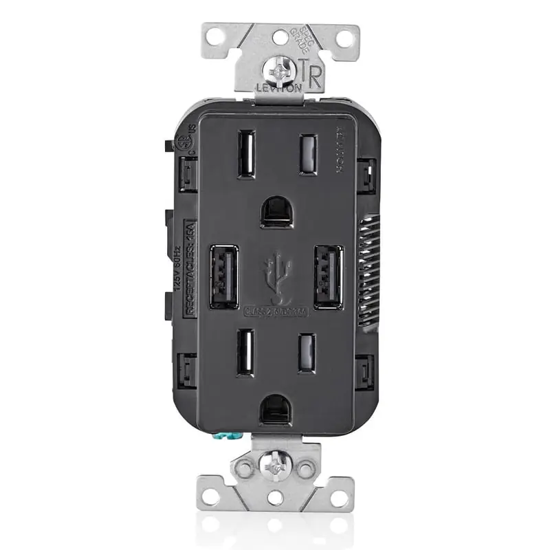 LEVITON T5630-E Combination USB Charger and Receptacle 15A (1 Pack)