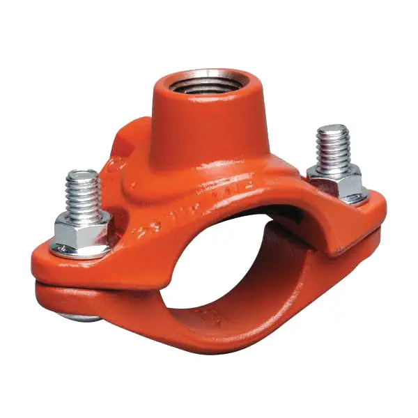 Victaulic CB57922YE0 FireLock 922 Orange Enamel Ductile Iron Threaded Outlet Tee with 1/2 in FPT Branch Outlet