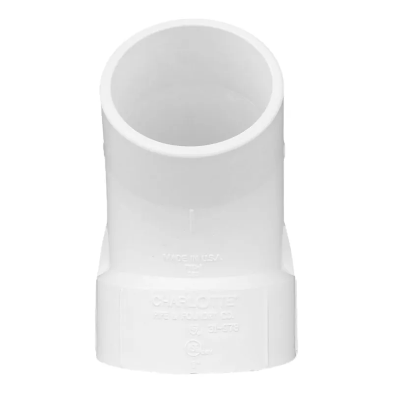 Charlotte Pipe 03410 3 1/8 Bend - 45 Deg - Elbow (Street) - Ftg x Hub - PVC DWV