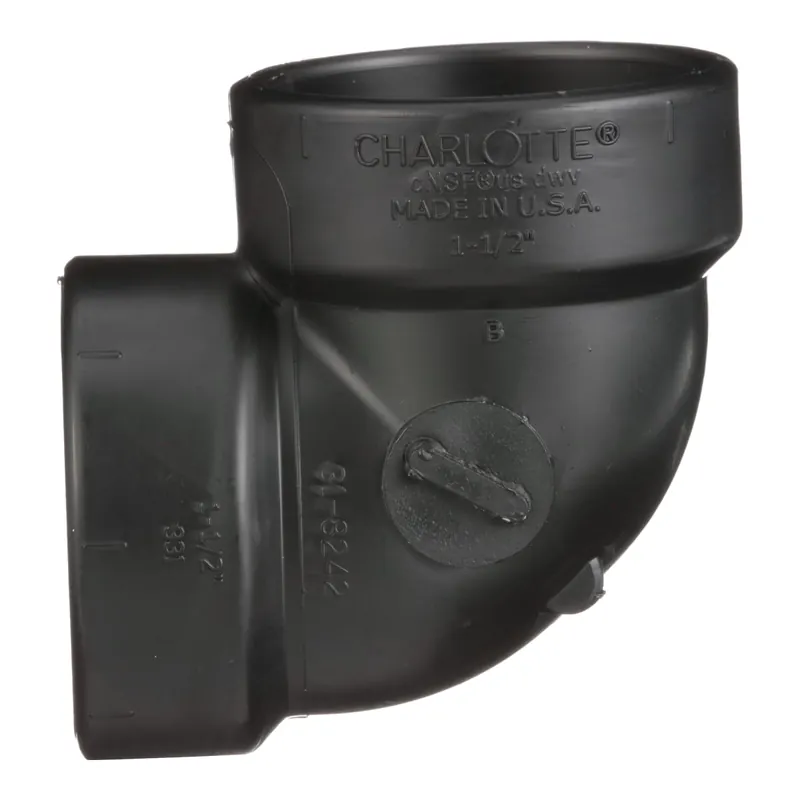 Charlotte Pipe 02904 1-1/2 1/4 Bend - 90 Deg - Elbow (Vent) - Hub x Hub - ABS DWV