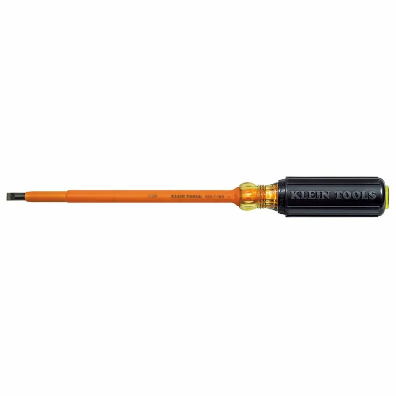 Klein 605-7-INS Insulated 1/4-Inch Cabinet Tip Screwdriver, 7-Inch