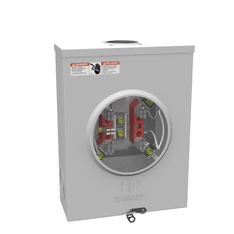 Milbank U7040-RL-TG-KK 200 Amp Ringless Meter Socket 4 Terminal Small Hub Opening Horn Bypass