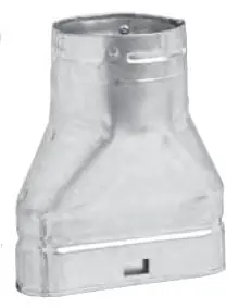 Metal-Fab 5MOR Oval-to-Round Adapter, 5 in Dia x 10-1/2 in L, Aluminum, Galvanized