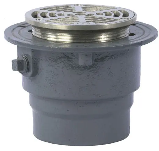 Watts FD-204P-A6 4 Push-On Adjustable On-Grade Floor Drain with 6 Round Nickel Bronze Strainer