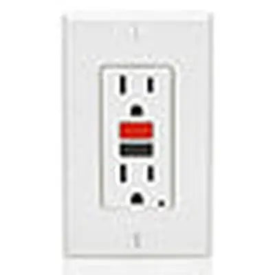 Leviton GFNT1-RW 15 Amp 125 Volt Receptacle/Outlet 20 Amp Feed-Through Self-test SmartLock Pro Slim Self Test GFCI