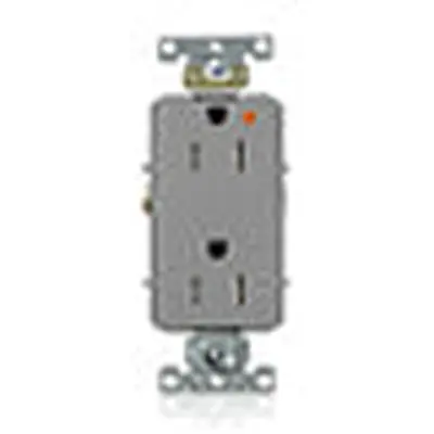 Leviton T1626-IGG Decora Plus Duplex Receptacle Tamper Resistant Isolated Ground 2-Pole 3-Wire Grounding NEMA 5-15R 15A-125V
