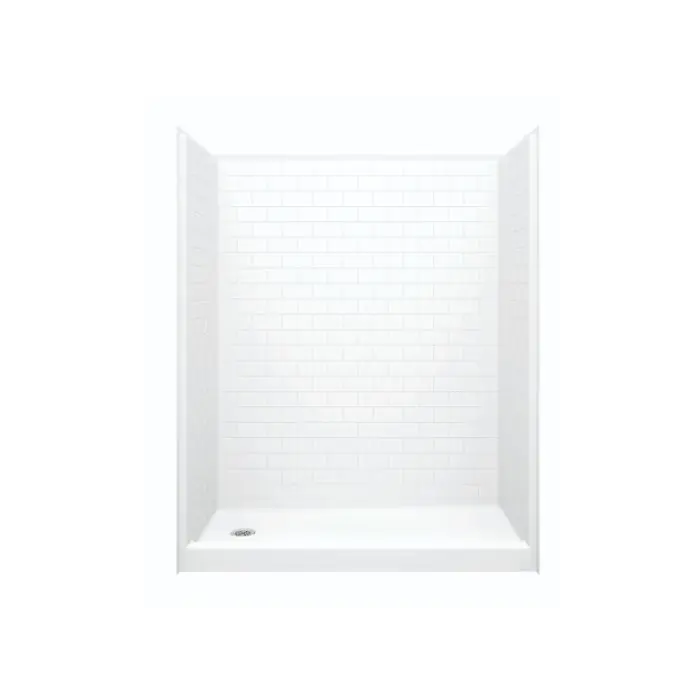Aquatic 16030STTR-WH AcrylX Alcove Right-Hand Drain One-Piece Shower in White