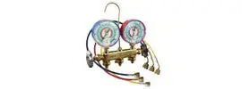 JB Industries 22733RF-18 Brass Manifold, 3-1/8 2-Valve PATRIOT R32/R290/R900A w/ 18 CLRF Hoses