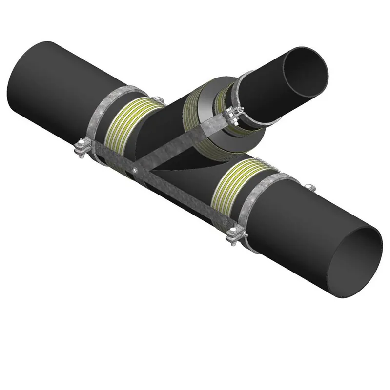 Holdrite 117-15X12WR 15 in Wye Reducer Branch and Sanitary Tee No-hub Fitting Restraint with Galvanized Band Clamps, 12 in Reducer