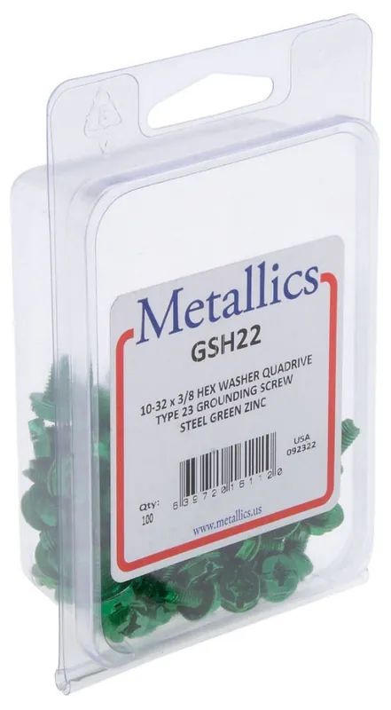 Metallics GSH22 Type 23 Grounding Screw #10-32 Screw 3/8 in OAL Phillips/Slotted/Square Drive Steel