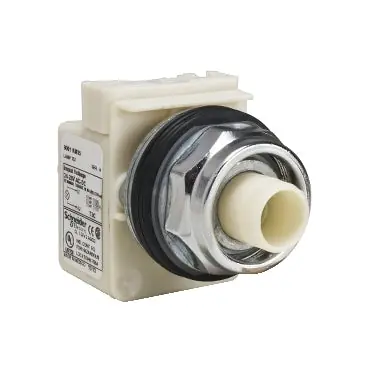 Schneider Electric 9001KR9P1H13 Illuminated Push-Button, Harmony 9001K, Metal, Without Mushroom, 30mm, 2 Positions, Push-Pull, 110-120V, 1 C/O