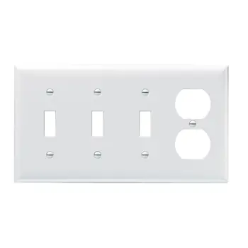 Legrand SP38-LA Pass & Seymour Standard Combination Wallplate 4-Gang 3-Toggle 1-Duplex