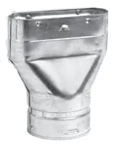 Metal-Fab 4MRO Round-to-Oval Adapter, 4 in Dia x 8-1/4 in L, Aluminum, Galvanized