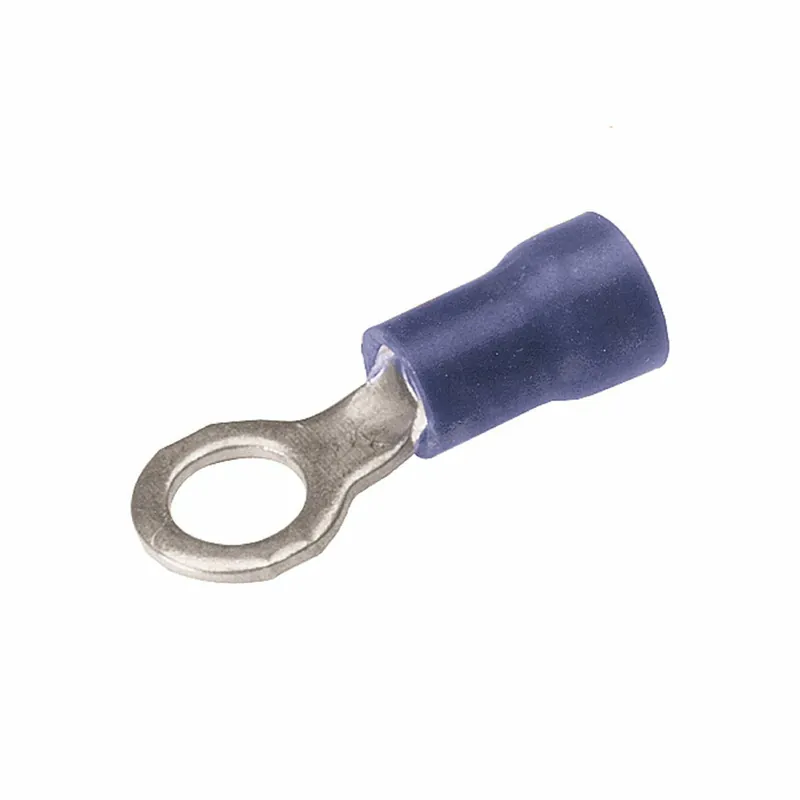 BURNDY TP148 Copper Terminal, Ring Tongue, 16-14 AWG, #6-#8 Stud, Vinyl Insulated, Tin Plated, Wire Strip Length: 13/64