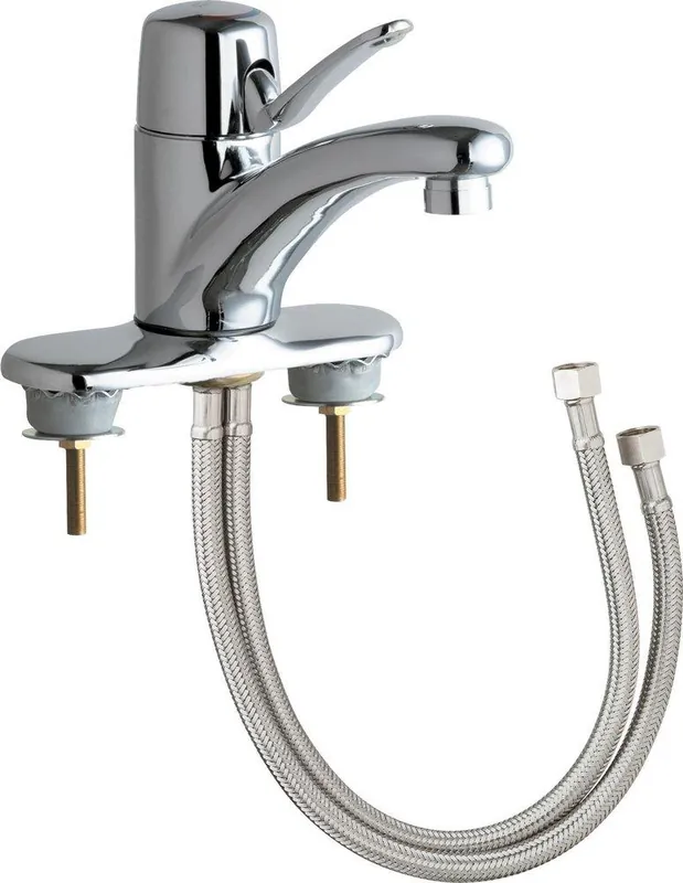 Chicago Faucets 2200-4E2805ABCP Single Handle Centerset Bathroom Sink Faucet in Polished Chrome