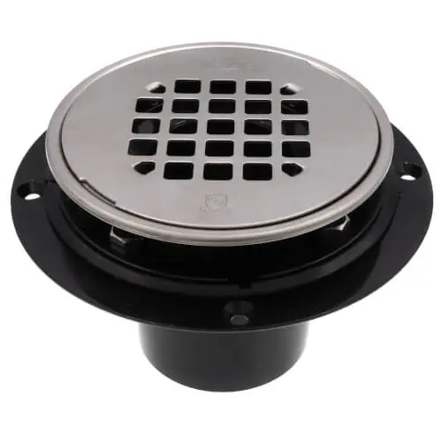 Oatey 42261 2 or 3 ABS Shower Drain with Round Snap-In Stainless Steel Strainer & Tile Ring