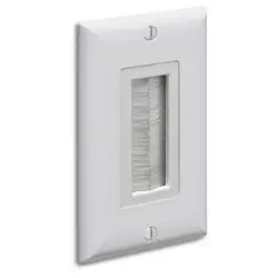 Arlington CED135WP Cable Entry Device With Brush Style Cover, Wallplate