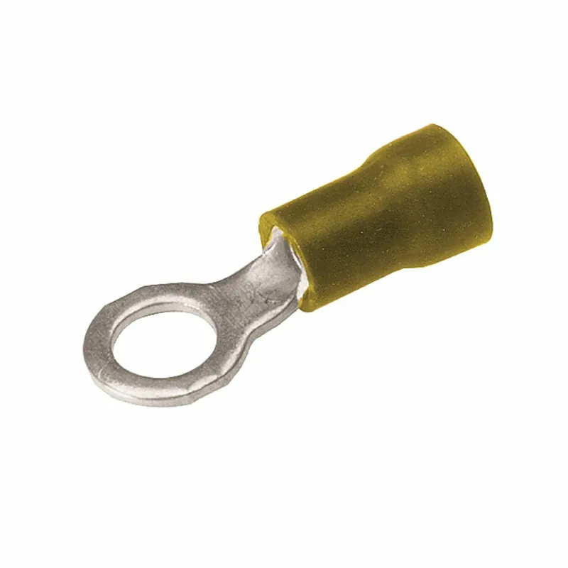 BURNDY TP108 Copper Terminal, Ring Tongue, 12-10 AWG, #6-#8 Stud, Vinyl Insulated