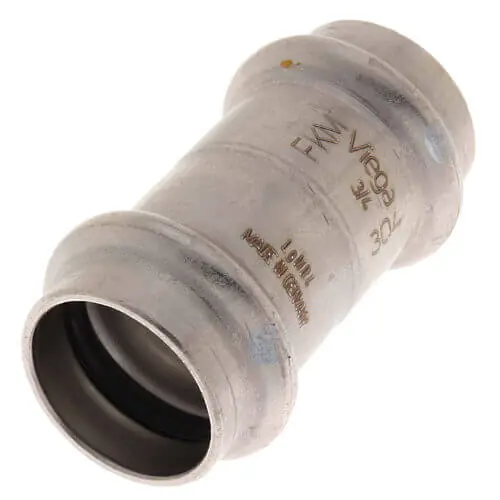 Viega 85322 1 ProPress 304 Stainless Coupling w/ FKM Seal - No Stop (P x P)