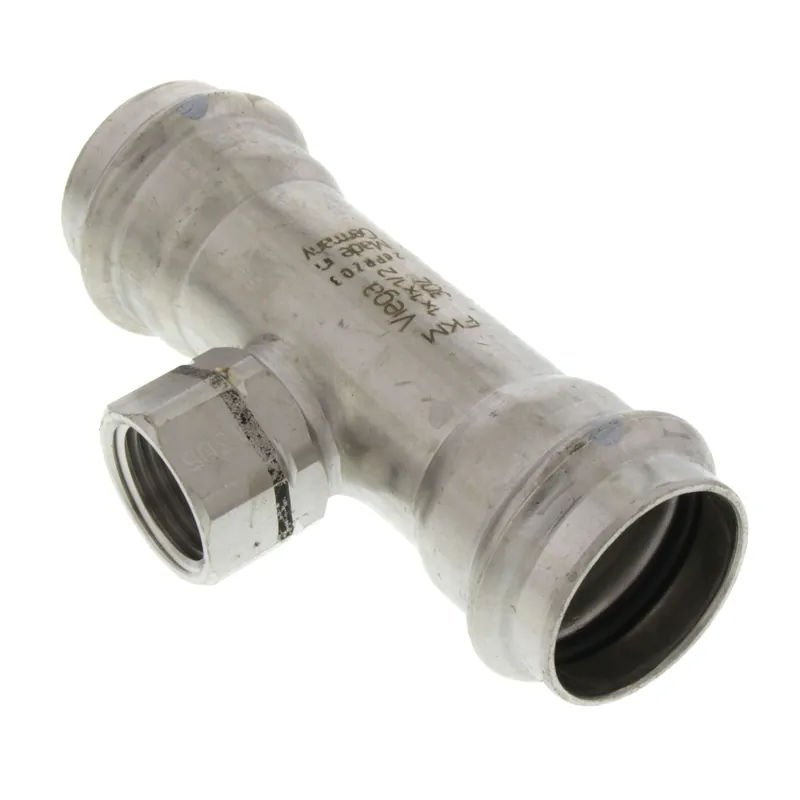 Viega 85842 1 x 1 x 1/2 ProPress 304 Stainless Reducing Tee w/ FKM Seal (P x P x FNPT)