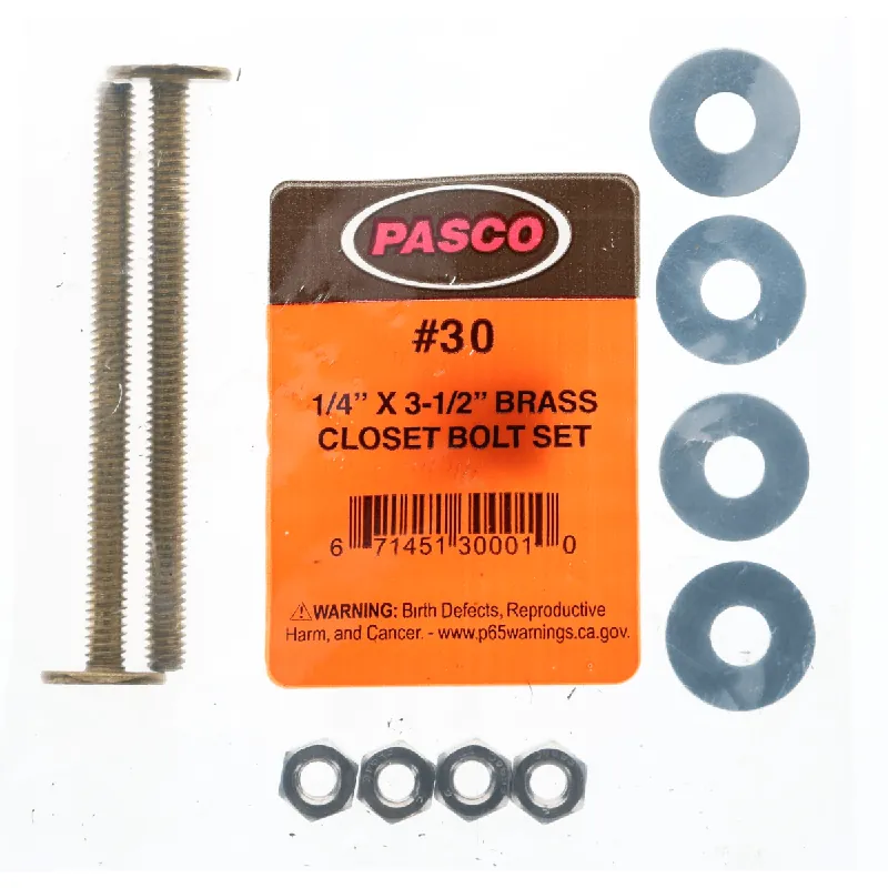 Pasco 30 1/4X3-1/2 Double Nut/Wash Closet Bolt