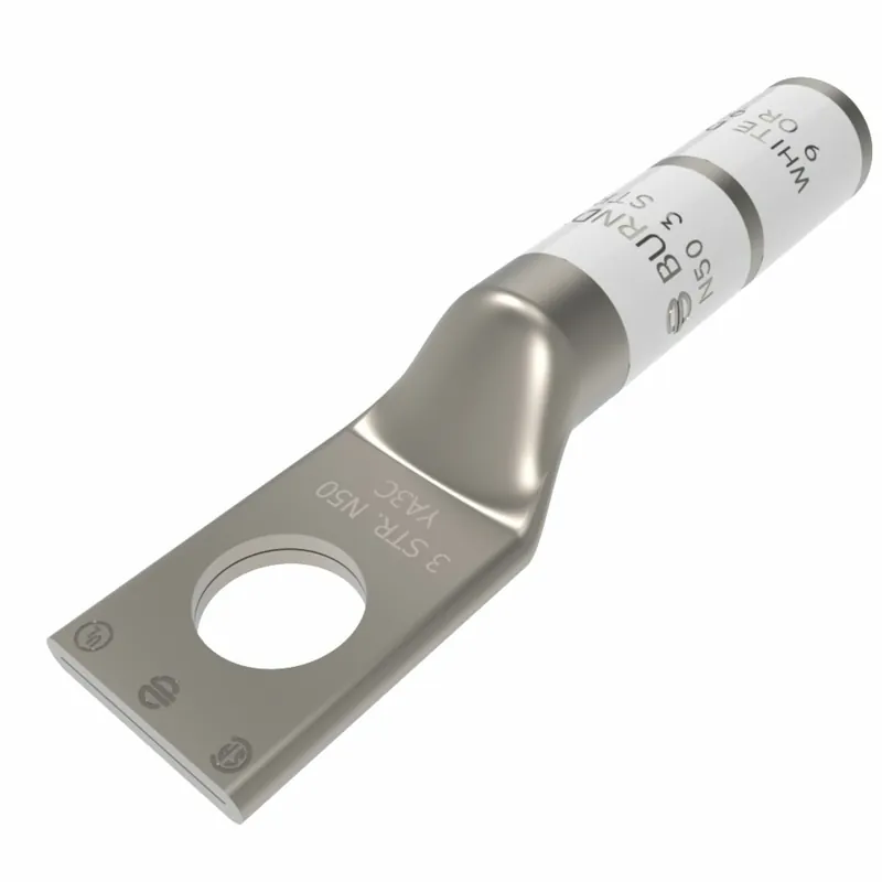 BURNDY YA3CTC38 3 AWG CU One Hole 3/8 Stud Size Long Barrel Internal Chamfer Tin Plated UL/CSA 90?C Up to 35kV