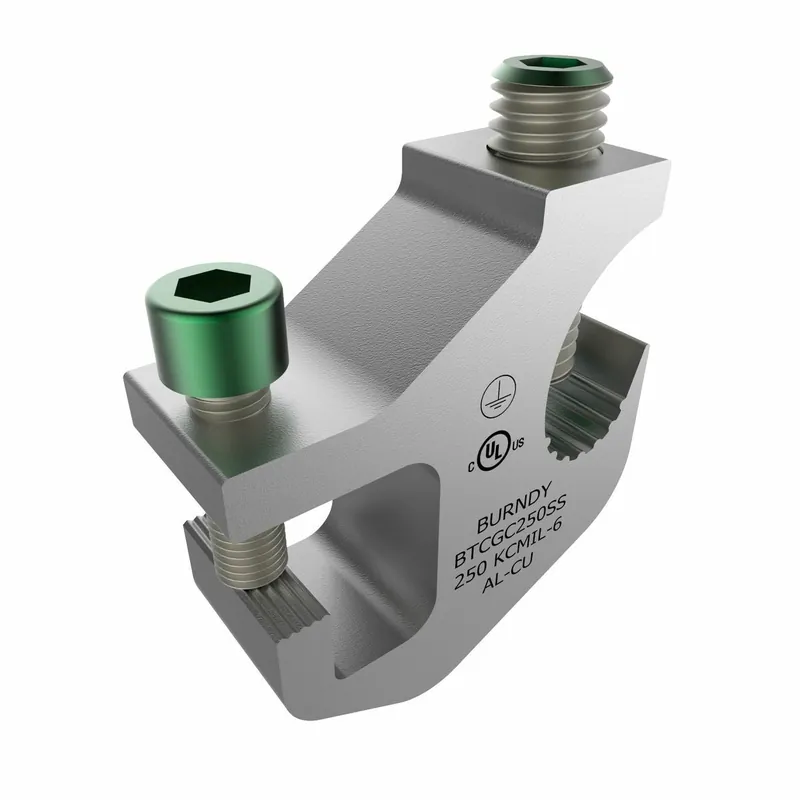 BURNDY BTCGC250SS Aluminum Ground Tray Clamp Accommodates Ground Wire Size 6 to 250 Kcmil
