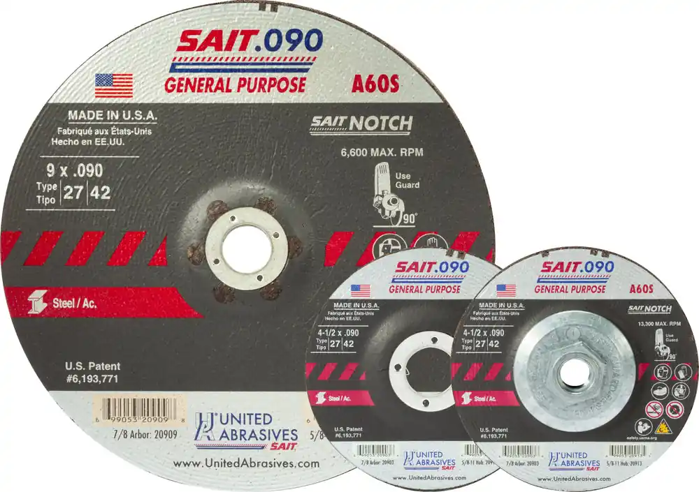 United Abrasives SAIT 20919 9X.090 5/8-11 Metal Grinding Wheel