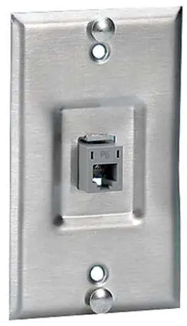 Hubbell SP6R Phone Wallplate Cat-6 1-Gang 1Port Recessed Stainless Steel