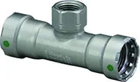 Viega 25500 MegaPress Tee, Carbon Steel, Press Connection, Female Pipe Thread, With Smart Connect, For Water Applications Only, 1 1/4 P x 1 1/4 P x 1 FPT