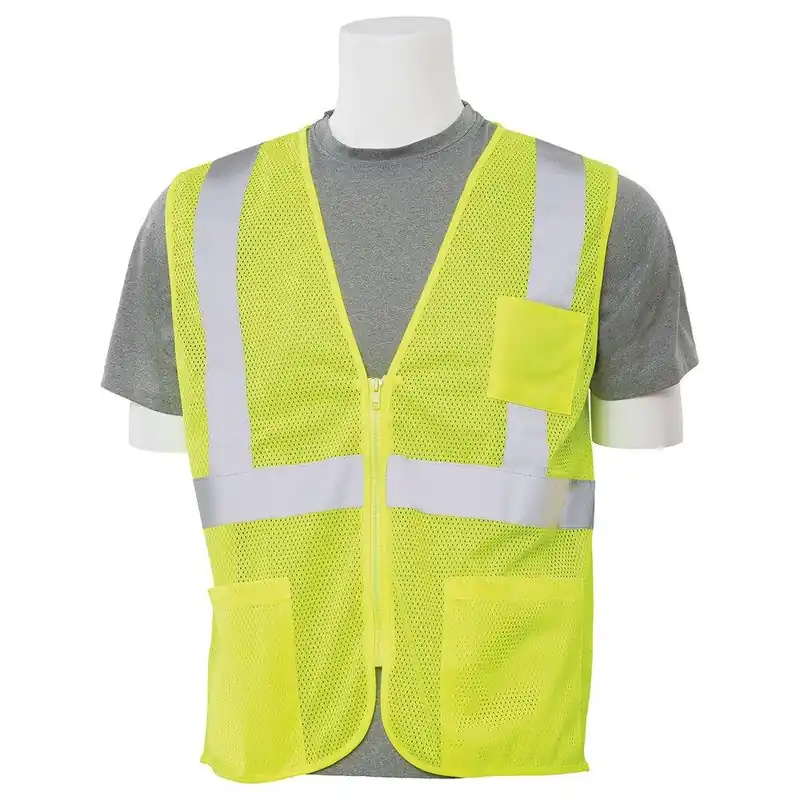 ERB Safety 61648 L Size Economy Mesh Safety Vest Reflective Strip in Lime