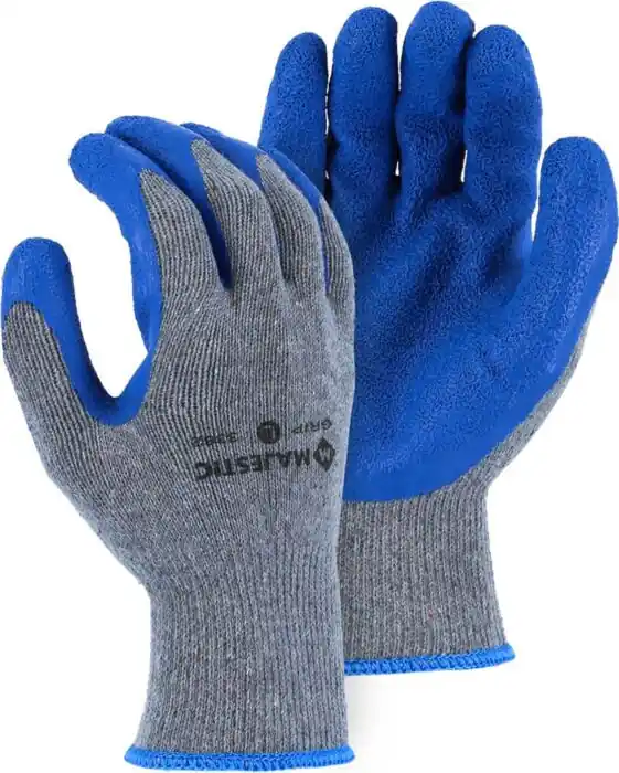 MAJESTIC GLOVE 3382/9 RUBBER PALM, GREY/BLUE, KNIT, M