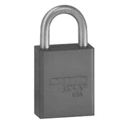 American lock A1105REDKA27676 safety padlock, alike keyed, 5-pin, 1-1/2 width x 3/4 thickness, anodized aluminum body, red, with 1 clearance chrome plated boron alloy shackle, key number 27676