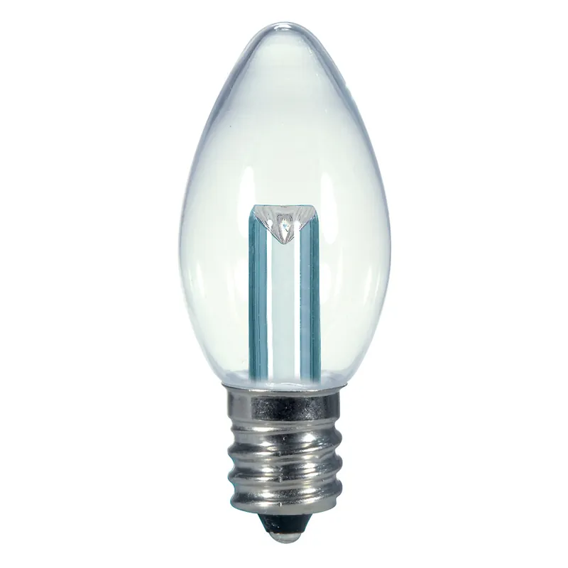 SATCO S9156 LED Specialty Lamp 0.5 W C7 Clear 2700K E12 Candelabra