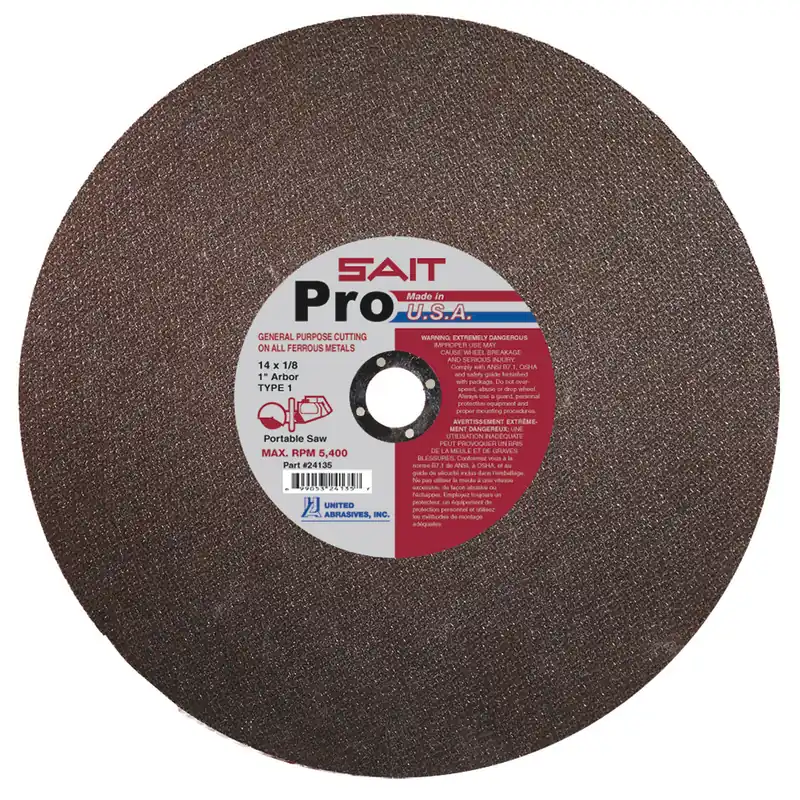United Abrasives Sait 24135 14 x 1/8 1 Gas Metal Cut-Off Wheel