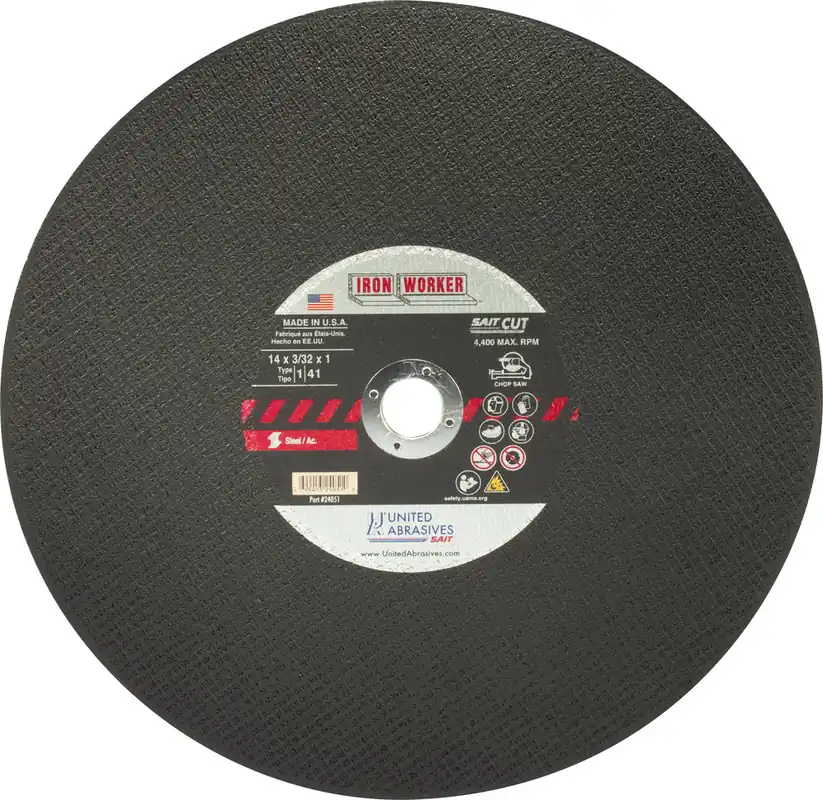 United Abrasives Sait 24051 14 x 0.0937 1 Ironworker Cut-Off Wheel