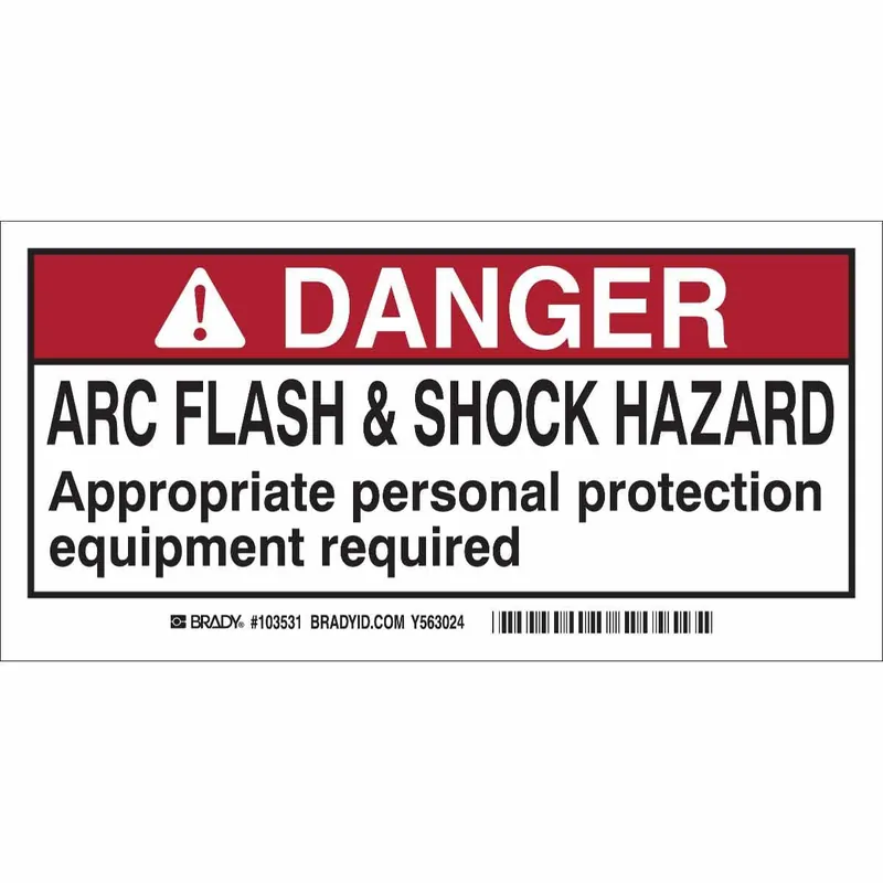 Brady 103531 Non-Illuminated Laminated Rectangular Arc Flash Label, DANGER, 2 in H x 4 in W
