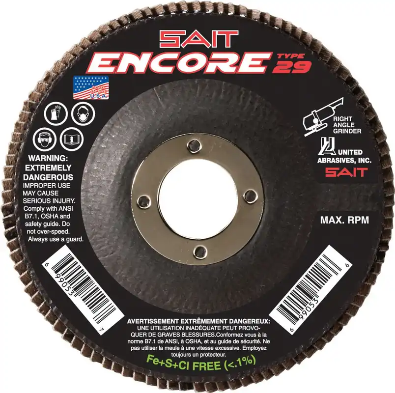 United Abrasives SAIT 79106 4-1/2 40G 7/8 Arbor Flap Wheel T29 Encore