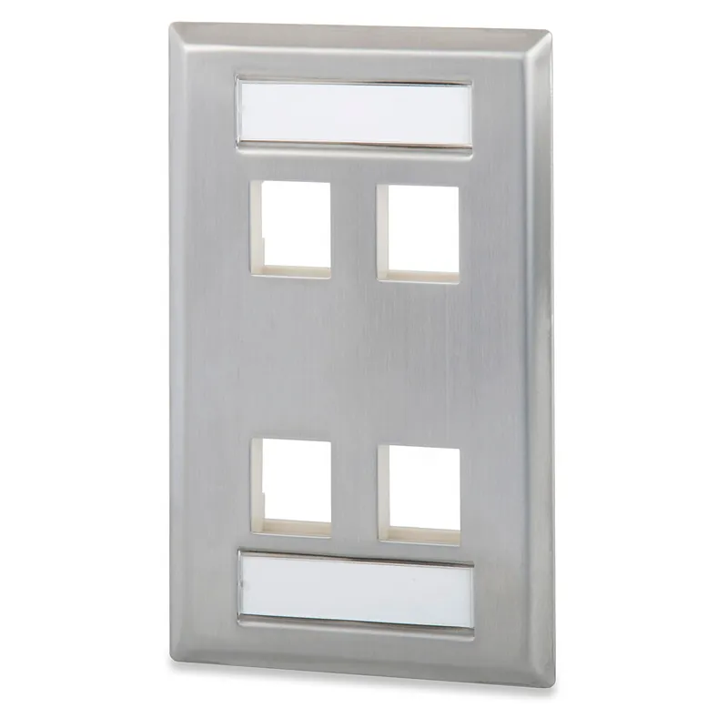 Signamax SSKFL-4 4-Port Single Gang S.Steel Faceplate with Labeling Window