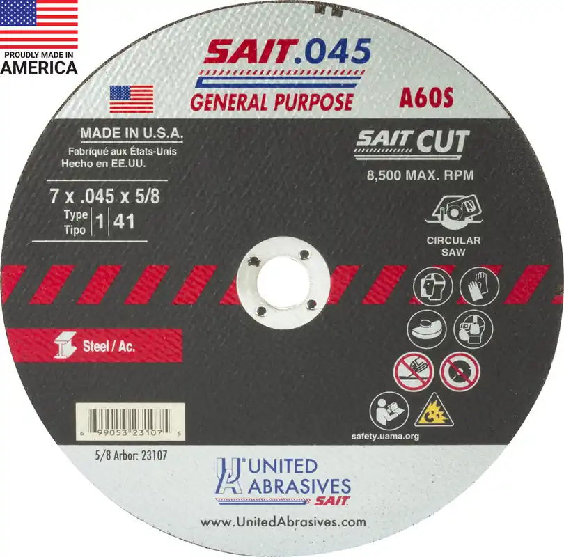 United Abrasives SAIT 23107 7 x .045 5/8 Metal Cut-Off Wheel