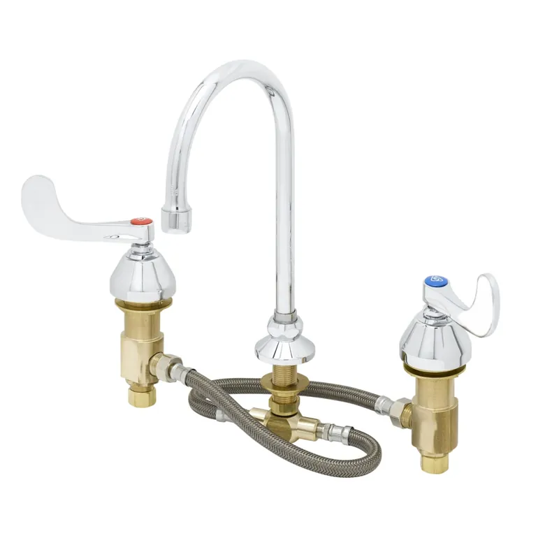 T&S Brass B-2865-05-133XA Medical Faucet 12 SS Flex Lines Swivel/Rigid GN B-0199-01 Aerator Wrist Handles