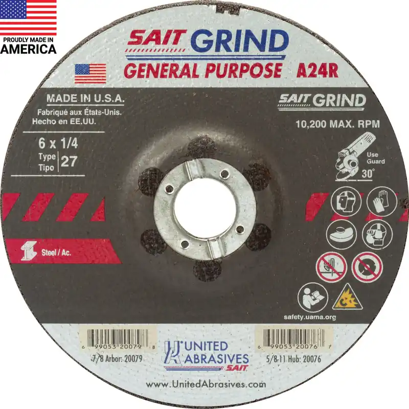 United Abrasives SAIT 20079 6 x 1/4 7/8 Metal Grinding Wheel