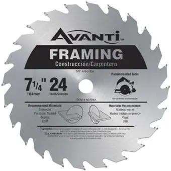 Avanti A0724A 7-1/4 24T Avanti Framing Circular Saw Blade