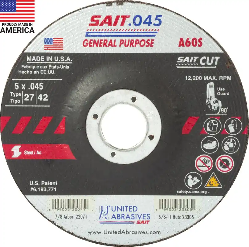 United Abrasives Sait 22071 5 x .045 7/8 Metal Cut-Off Wheel