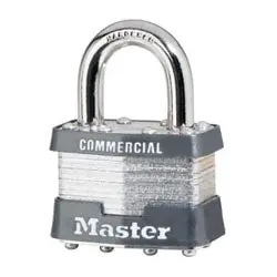 Master Lock 21WO Tumbler Padlock, Keyed Different, Rekeyable, 1-3/4 Width, 15/16 Shackle Clearance, Without Cylinder