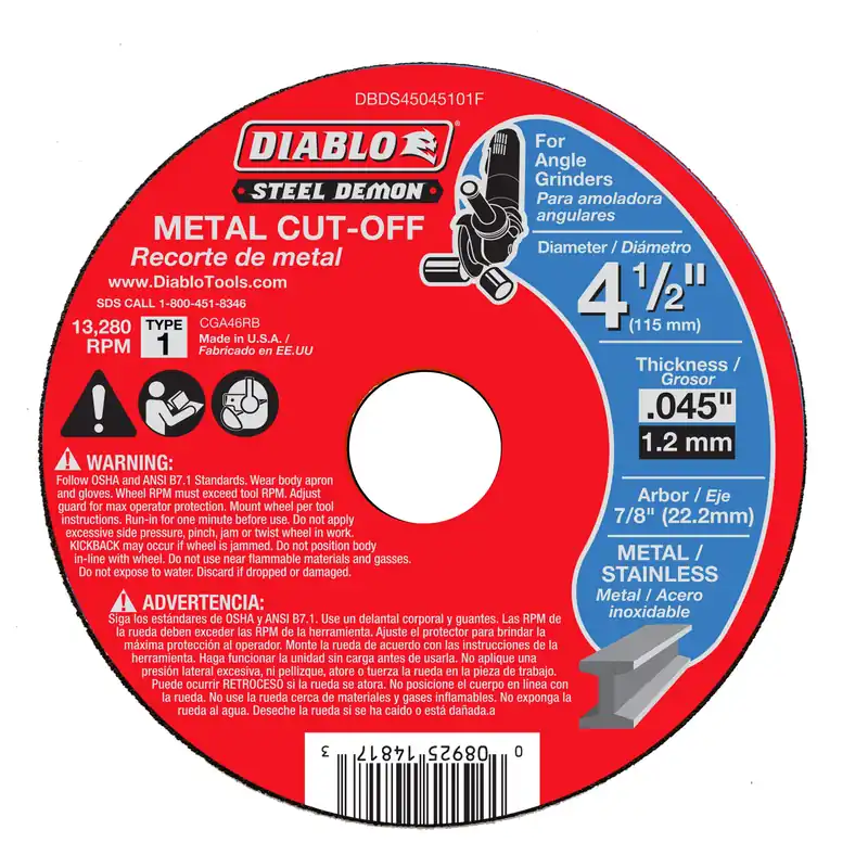 FREUD AMERICA DBDS45045101F Steel Demon 4-1/2 in. Type 1 Metal Cut-Off Disc